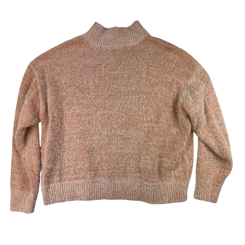 Falls Creek Sweater Womens 2X Tan Fuzzy Eyelash Knit Mock Neck Pullover